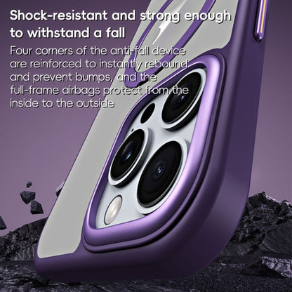 For iPhone 16 Pro MagSafe Airbag Shockproof Frosted Phone Case with Fold Holder(Purple) - iPhone 16 Cases by buy2fix | Online Shopping UK | buy2fix