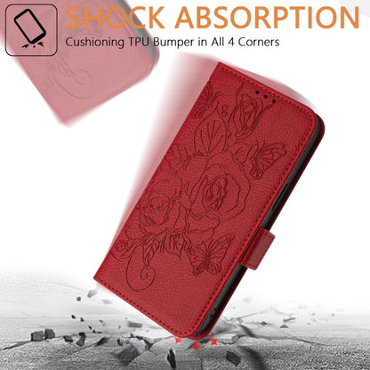 For Blackview A52 Embossed Rose RFID Anti-theft Leather Phone Case(Red) - More Brand by buy2fix | Online Shopping UK | buy2fix