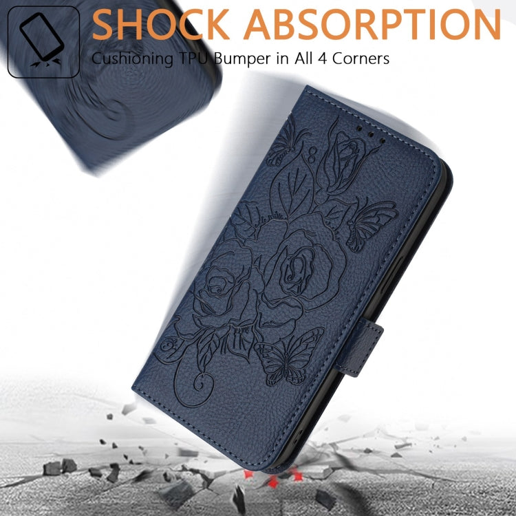 For Blackview A52 Embossed Rose RFID Anti-theft Leather Phone Case(Dark Blue) - More Brand by buy2fix | Online Shopping UK | buy2fix