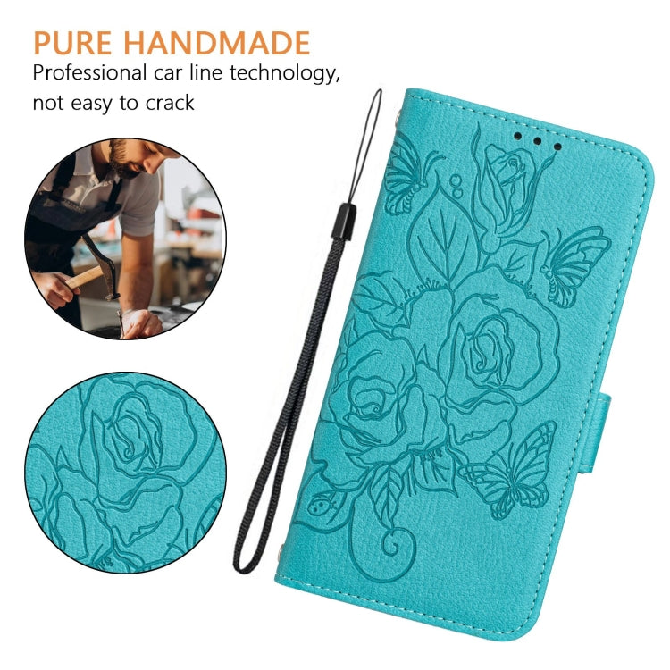 For Blackview A53 Embossed Rose RFID Anti-theft Leather Phone Case(Light Blue) - More Brand by buy2fix | Online Shopping UK | buy2fix