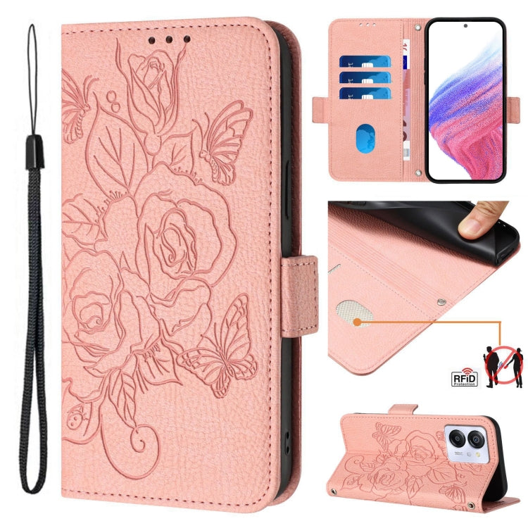 For Blackview Color 8 / Oscal Modern 8 Embossed Rose RFID Anti-theft Leather Phone Case(Pink) - More Brand by buy2fix | Online Shopping UK | buy2fix