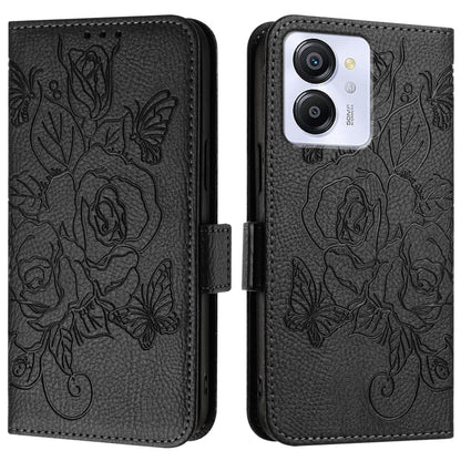 For Blackview Color 8 / Oscal Modern 8 Embossed Rose RFID Anti-theft Leather Phone Case(Black) - More Brand by buy2fix | Online Shopping UK | buy2fix