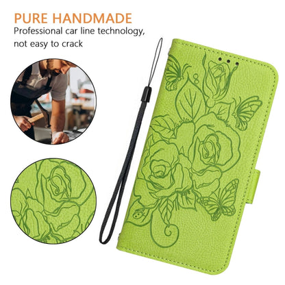 For Blackview WAVE 6C Embossed Rose RFID Anti-theft Leather Phone Case(Green) - More Brand by buy2fix | Online Shopping UK | buy2fix