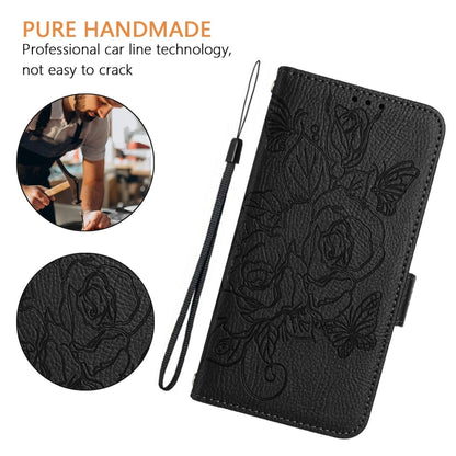 For Blackview WAVE 6C Embossed Rose RFID Anti-theft Leather Phone Case(Black) - More Brand by buy2fix | Online Shopping UK | buy2fix