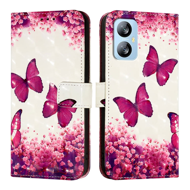 For Blackview A52 3D Painting Horizontal Flip Leather Phone Case(Rose Butterfly) - More Brand by buy2fix | Online Shopping UK | buy2fix