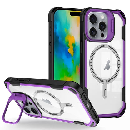 For iPhone 16 Pro Max Transparent Acrylic MagSafe Lens Holder Phone Case(Purple) - iPhone 16 Pro Max Cases by buy2fix | Online Shopping UK | buy2fix