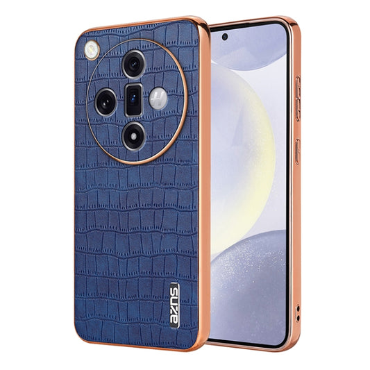 For OPPO Find X7 AZNS Electroplated Frame Crocodile Texture Full Coverage Phone Case(Blue) - Find X7 Cases by AZNS | Online Shopping UK | buy2fix