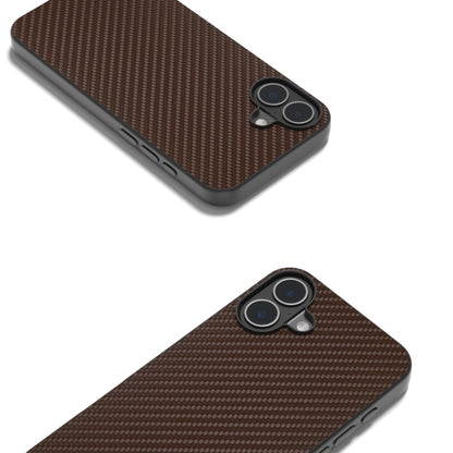 For iPhone 16 Carbon Fiber Texture Protective Phone Case(Dark Brown) - iPhone 16 Cases by buy2fix | Online Shopping UK | buy2fix