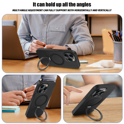 For iPhone 14 MagSafe Rotation Holder PC + Leather Phone Case(Black) - iPhone 14 Cases by buy2fix | Online Shopping UK | buy2fix