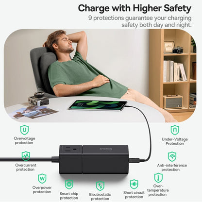 Baseus Lingao Mini Series 100W 3Type-C+USB Ports with 1 Socket Desktop GaN Charger, Length: 1.5m(US Plug) - Multifunction Charger by Baseus | Online Shopping UK | buy2fix