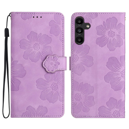 For Samsung Galaxy S25+ 5G Flower Embossing Pattern Leather Phone Case(Purple) - Galaxy S25+ 5G Cases by buy2fix | Online Shopping UK | buy2fix