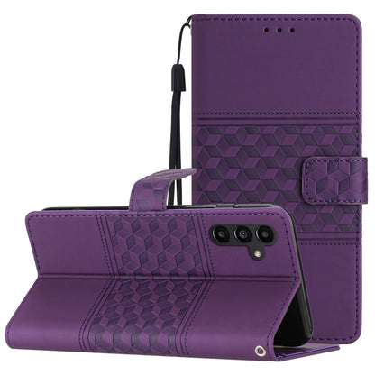 For Samsung Galaxy S25+ 5G Diamond Embossed Skin Feel Leather Phone Case(Purple) - Galaxy S25+ 5G Cases by buy2fix | Online Shopping UK | buy2fix