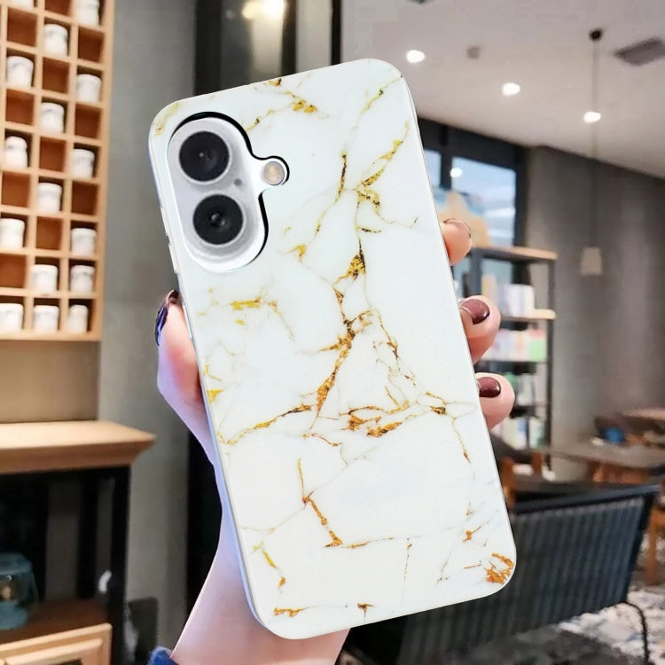 For iPhone 16 IMD Marble TPU Phone Case(White) - iPhone 16 Cases by buy2fix | Online Shopping UK | buy2fix