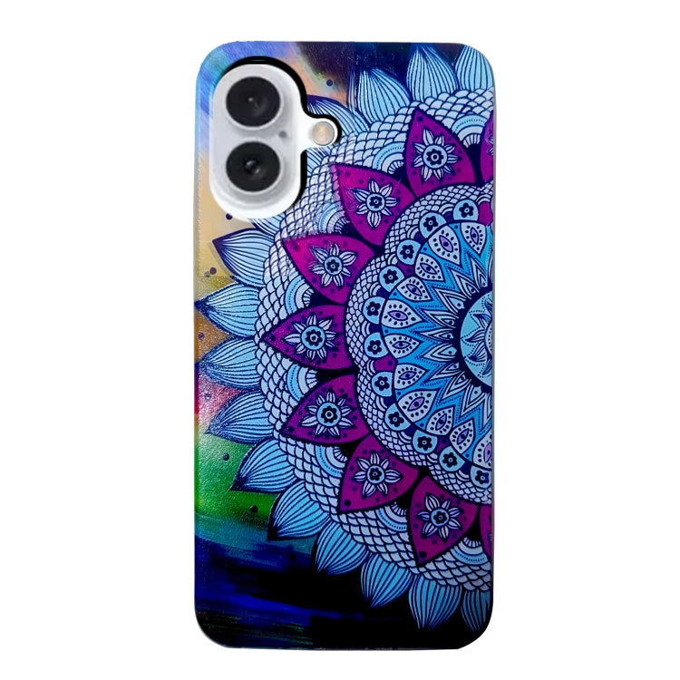 For iPhone 16 Plus Colored Drawing Pattern TPU Phone Case(Half-flower) - iPhone 16 Plus Cases by buy2fix | Online Shopping UK | buy2fix