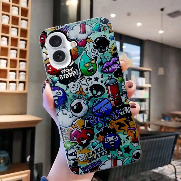 For iPhone 16 Plus Colored Drawing Pattern TPU Phone Case(Graffiti) - iPhone 16 Plus Cases by buy2fix | Online Shopping UK | buy2fix