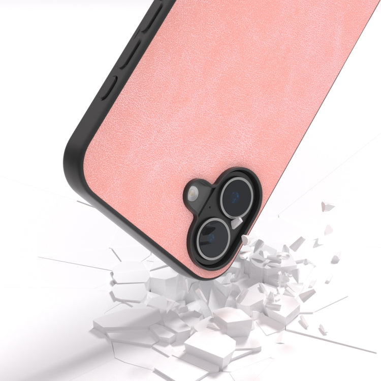 For iPhone 16 Plus Black Frame PU Leather Full Coverage Phone Case(Pink) - iPhone 16 Plus Cases by buy2fix | Online Shopping UK | buy2fix