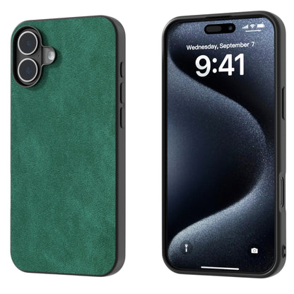 For iPhone 16 Black Frame PU Leather Full Coverage Phone Case(Green) - iPhone 16 Cases by buy2fix | Online Shopping UK | buy2fix