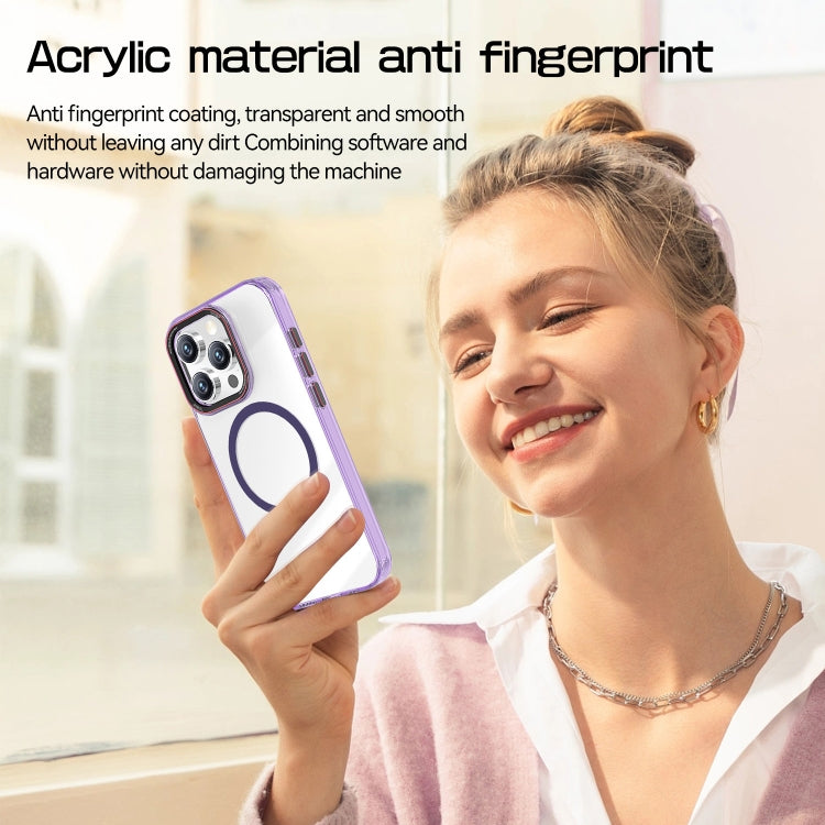 For iPhone 13 Pro Max Crystal TPU Hybrid PC MagSafe Phone Case(Transparent Purple) - iPhone 13 Pro Max Cases by buy2fix | Online Shopping UK | buy2fix