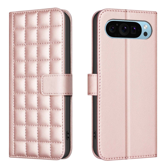 For Google Pixel 9 Pro Square Texture Leather Phone Case(Rose Gold) - Google Cases by buy2fix | Online Shopping UK | buy2fix