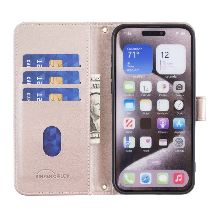 For iPhone 16 Square Texture Leather Phone Case(Rose Gold) - iPhone 16 Cases by buy2fix | Online Shopping UK | buy2fix