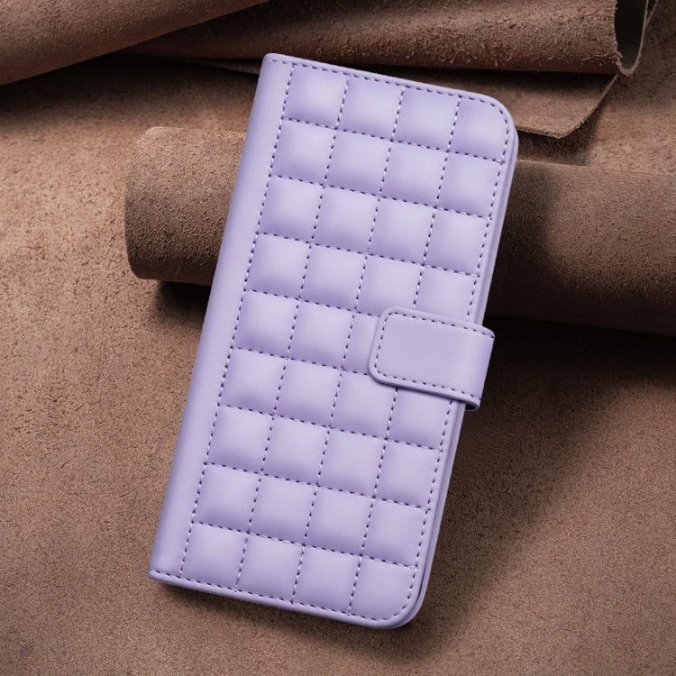 For iPhone 16 Plus Square Texture Leather Phone Case(Purple) - iPhone 16 Plus Cases by buy2fix | Online Shopping UK | buy2fix