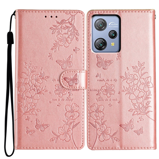 For Blackview A53 / A53 Pro Butterflies and Flowers Leather Phone Case(Rose Gold) - More Brand by buy2fix | Online Shopping UK | buy2fix