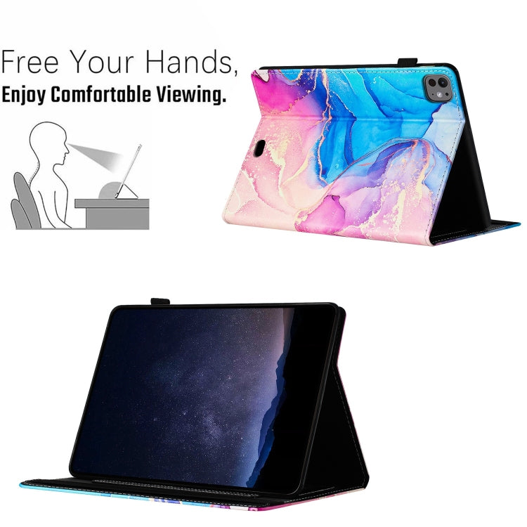 For iPad Pro 11 2024 Marble Litchi Leather Smart Tablet Case(Pink Blue) - iPad Pro 11 2024 Cases by buy2fix | Online Shopping UK | buy2fix