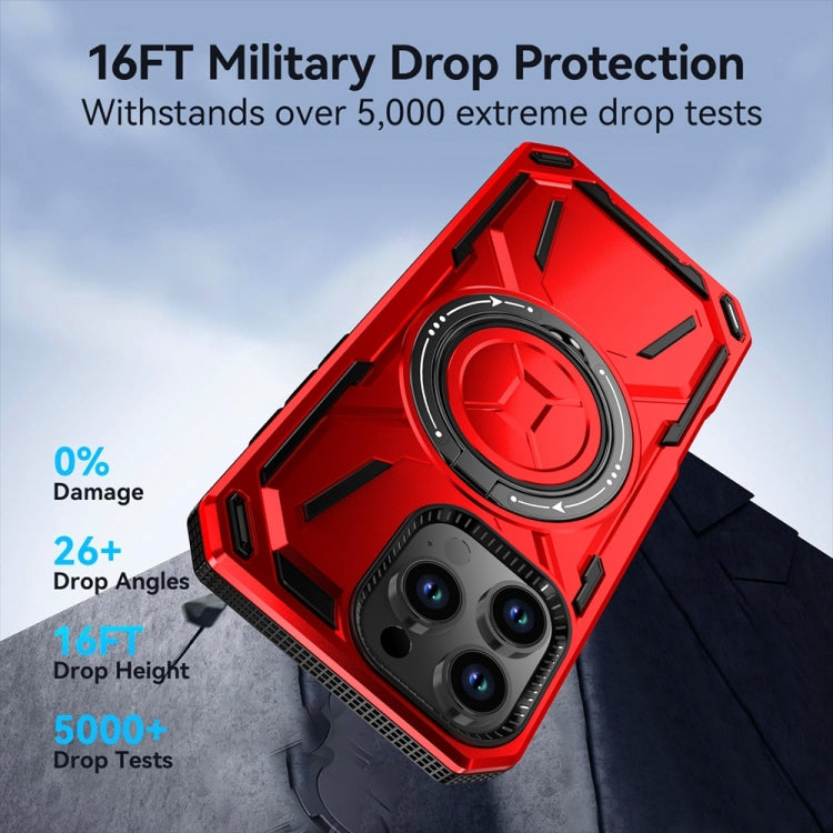 For iPhone 16 Pro Armor II Series MagSafe Magnetic Holder Phone Case(Red) - iPhone 16 Pro Cases by buy2fix | Online Shopping UK | buy2fix