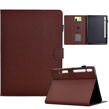 For Samsung Galaxy Tab S9 / S9 FE Solid Color Fiber Texture Smart Tablet Leather Case(Brown) - Galaxy Tab S9 Cases by buy2fix | Online Shopping UK | buy2fix