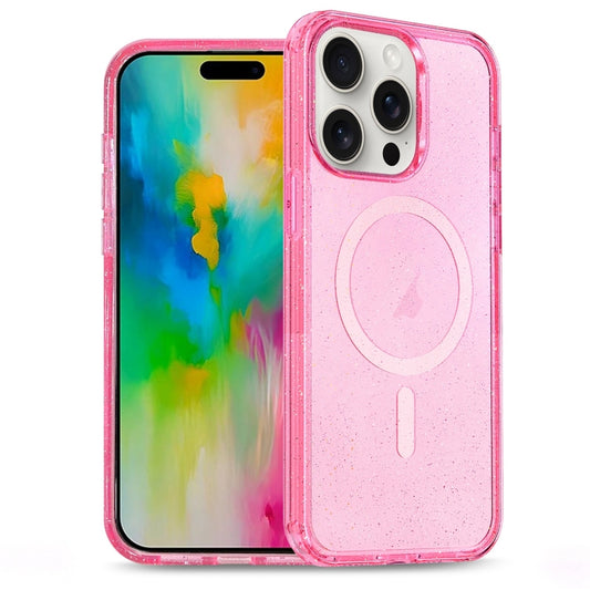 For iPhone 16 Pro Max Glitter Powder TPU Hybrid PC MagSafe Phone Case(Pink) - iPhone 16 Pro Max Cases by buy2fix | Online Shopping UK | buy2fix