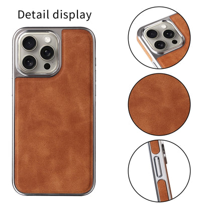 For iPhone 16 Electroplated Side PU Hybrid TPU MagSafe Phone Case(Brown) - iPhone 16 Cases by buy2fix | Online Shopping UK | buy2fix