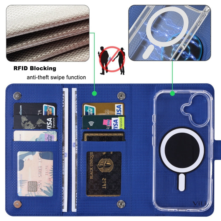 For iPhone 16 Pro Max ViLi GHA-C Series RFID MagSafe Magnetic Flip Leather Phone Case(Blue) - iPhone 16 Pro Max Cases by ViLi | Online Shopping UK | buy2fix