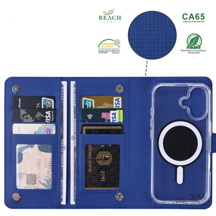 For iPhone 15 ViLi GHA-C Series RFID MagSafe Magnetic Flip Leather Phone Case(Blue) - iPhone 15 Cases by ViLi | Online Shopping UK | buy2fix