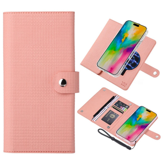 For iPhone 16 Plus ViLi GHB-C Series RFID MagSafe Magnetic Flip Leather Phone Case(Pink) - iPhone 16 Plus Cases by ViLi | Online Shopping UK | buy2fix