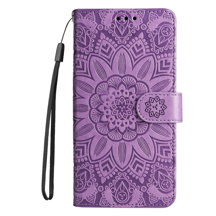 For Redmi K70 Ultra Embossed Sunflower Leather Phone Case(Purple) - Xiaomi Cases by buy2fix | Online Shopping UK | buy2fix