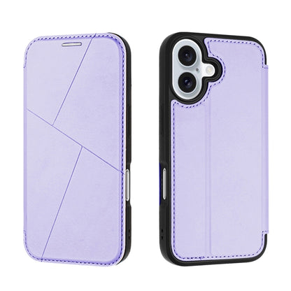 For iPhone 16 Magnetic Armor Series RFID Card Slots Leather Phone Case(Purple) - iPhone 16 Cases by buy2fix | Online Shopping UK | buy2fix