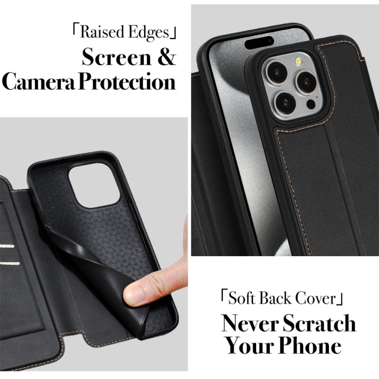 For iPhone 16 Pro Max Magnetic Armor Series RFID Card Slots Leather Phone Case(Black) - iPhone 16 Pro Max Cases by buy2fix | Online Shopping UK | buy2fix