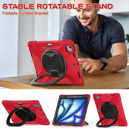 For iPad Air 13 2024 Silicone Hybrid PC Tablet Case with Holder & Shoulder Strap(Red) - iPad Air 13 2024 Cases by buy2fix | Online Shopping UK | buy2fix