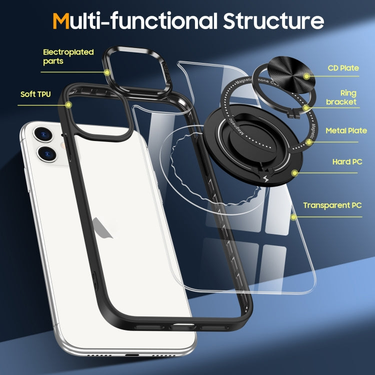 For iPhone 16 Plus Magnetic Rotating Ring Holder Phone Case(Black) - iPhone 16 Plus Cases by buy2fix | Online Shopping UK | buy2fix