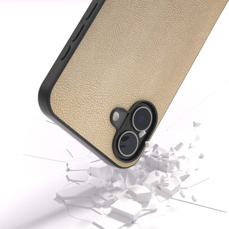 For iPhone 16 Plus PU Leather Black Frame Full Coverage Phone Case(Gold) - iPhone 16 Plus Cases by buy2fix | Online Shopping UK | buy2fix