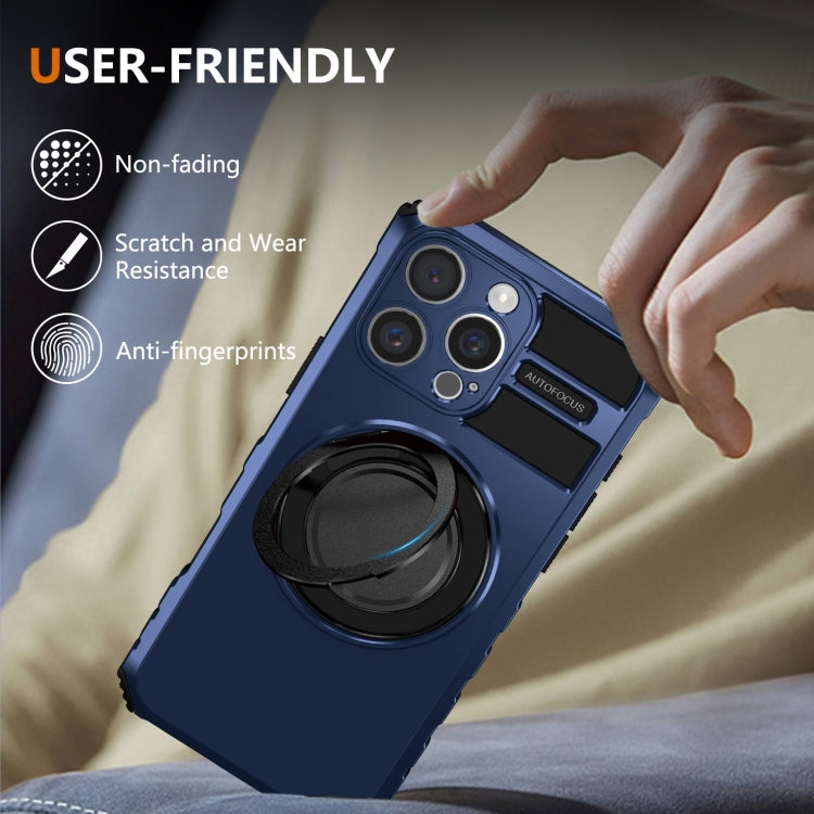 For iPhone 16 Pro Max Rotating Magnetic Holder Phone Case(Royal Blue) - iPhone 16 Pro Max Cases by buy2fix | Online Shopping UK | buy2fix