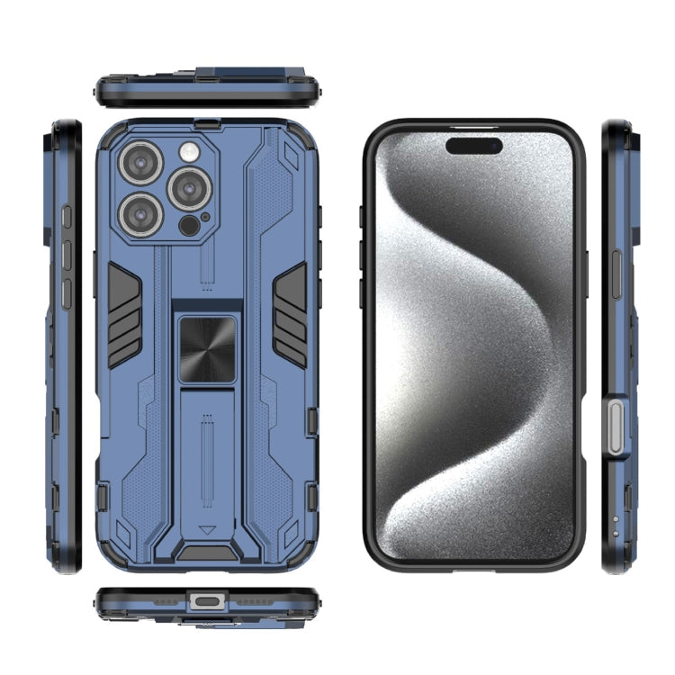 For iPhone 16 Pro Max Supersonic PC + TPU Holder Phone Case(Blue) - iPhone 16 Pro Max Cases by buy2fix | Online Shopping UK | buy2fix