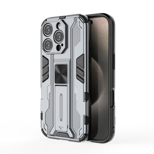 For iPhone 16 Pro Supersonic PC + TPU Holder Phone Case(Grey) - iPhone 16 Pro Cases by buy2fix | Online Shopping UK | buy2fix