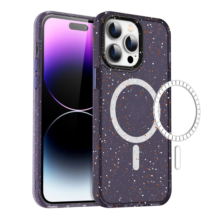 For iPhone 14 Pro Max Colorful Ink-splash Magsafe PC Hybrid TPU Phone Case(Purple) - iPhone 14 Pro Max Cases by buy2fix | Online Shopping UK | buy2fix