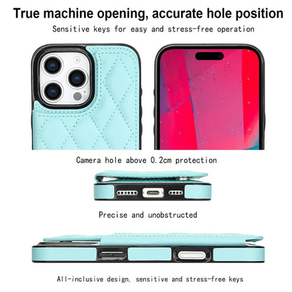 For iPhone 16 Pro Double Buckle Rhombic PU Leather Phone Case(Blue) - iPhone 16 Pro Cases by buy2fix | Online Shopping UK | buy2fix