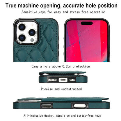 For iPhone 16 Pro Double Buckle Rhombic PU Leather Phone Case(Green) - iPhone 16 Pro Cases by buy2fix | Online Shopping UK | buy2fix