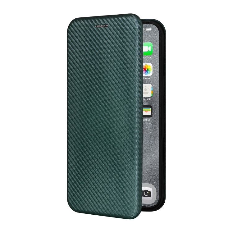 For iPhone 16 Pro Carbon Fiber Texture Flip Leather Phone Case(Green) - iPhone 16 Pro Cases by buy2fix | Online Shopping UK | buy2fix