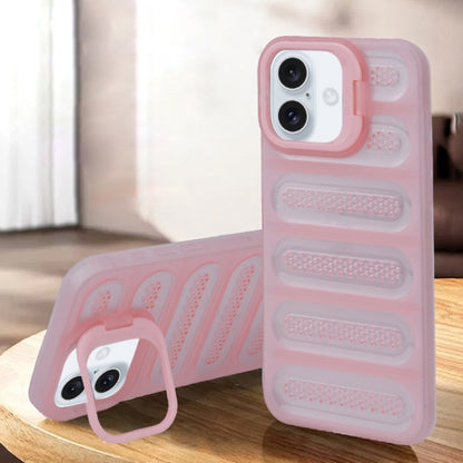 For iPhone 16 Invisible Holder Cooling Phone Case(Transparent Pink) - iPhone 16 Cases by buy2fix | Online Shopping UK | buy2fix