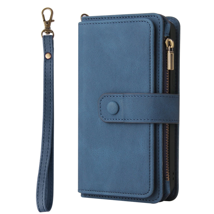 For Xiaomi Poco F6 Pro Skin Feel Multi Card Slots Zipper Wallet Leather Phone Case(Blue) - Xiaomi Cases by buy2fix | Online Shopping UK | buy2fix