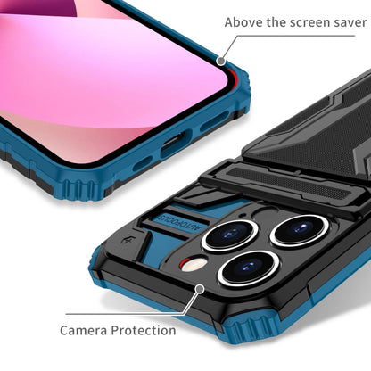 For iPhone 15 Pro Kickstand Armor Card Wallet Phone Case(Blue) - iPhone 15 Pro Cases by buy2fix | Online Shopping UK | buy2fix